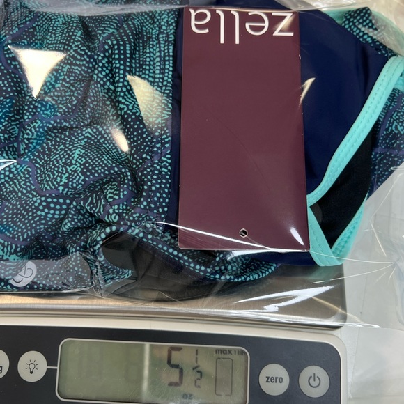 Zella One Piece Blue Open Back Criss Cross Swim Suit New With Tags Size Small - Picture 12 of 12